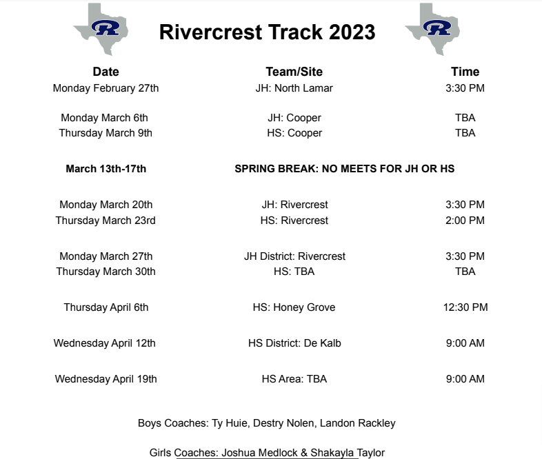 track schedule 