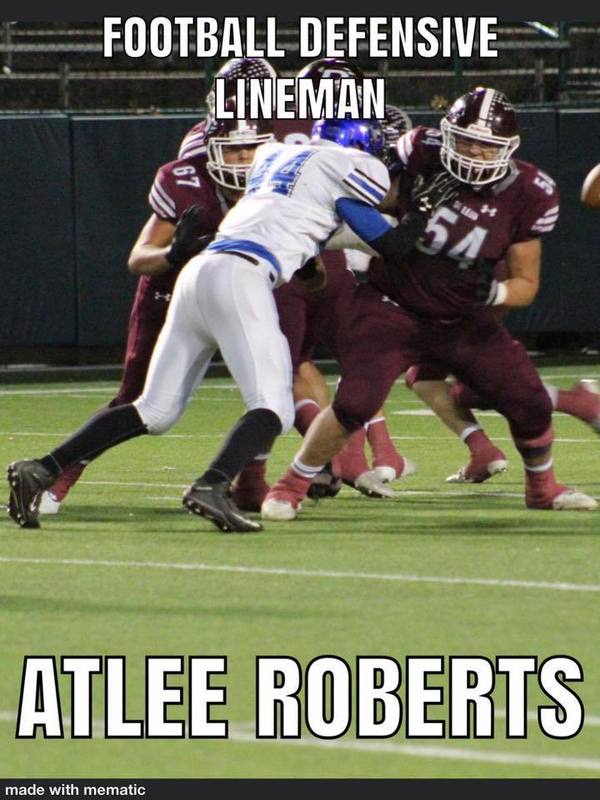 Football Defensive Lineman Atlee Roberts Football Defensive Lineman Atlee Roberts